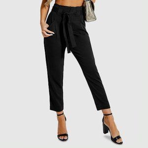 GUESS Knoxlee Black Cropped Paperbag Pants
